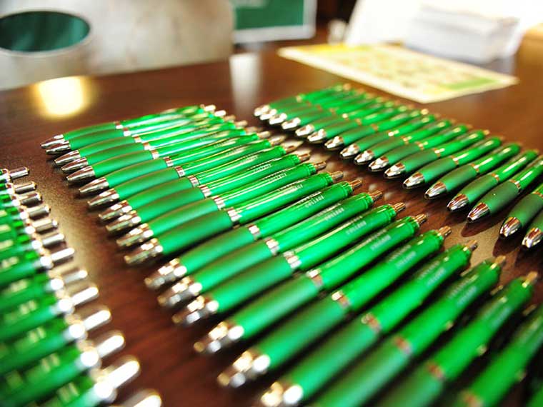Registration table with pens