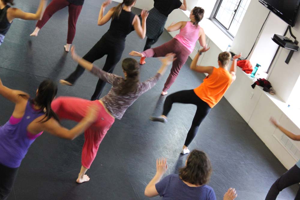 movement practice in dance studio