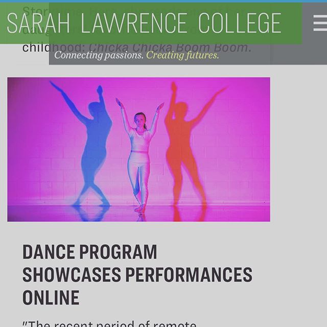 Dance students are finishing up their semester today. To check in on everything, all the performances and works made this semester @sarahlawrencecollege go to sarahlawrence.edu/together and scroll down to the first image of MFA candidate @shaelyn_casey. The link following the image will send you to a second page that is the hub of MFA thesis works, spring dance making works and performance project currently. We hope you enjoy!  #sarahlawrencedance #mfadancesarahlawrence #sarahlawrencetogether