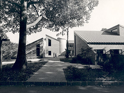 Photo of the Esther Raushenbush Library after completion, 1970s