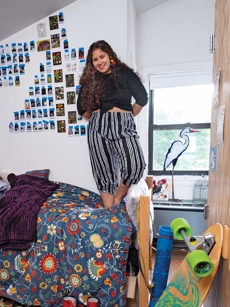 Student in dorm room