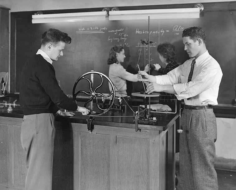 Male students in lab