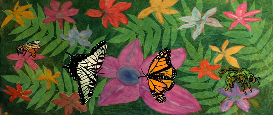 Mural design, local plants and pollinators