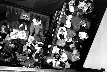 Students at the Westlands Sit-In, March 1989. Photographer Unknown. (Sarah Lawrence College Archives)