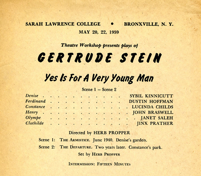  Program from Yes Is For A Young Man, May 1959. (Theatre Program Records)
