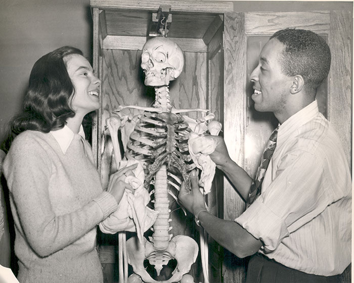  (l-r) unidentified student and Garvel Booker, 1949.  Photographer Unknown.