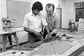 Student in Sculpture Course, n.d. Photographer Unknown.