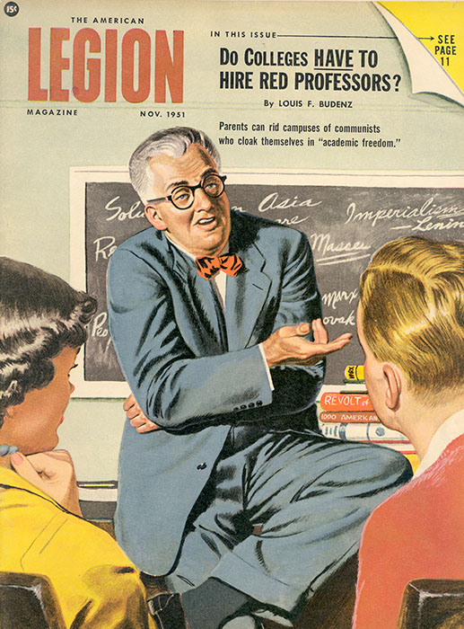  Louis Budenz’s article, “Do Colleges Have to Hire Red Professors?” was the first publication listing Sarah Lawrence College as hiring Communist professors. Soon after this article was published, the Americanism Committee of the American Legion began targeting Sarah Lawrence faculty members. November, 1951. (Harold Taylor Papers, Sarah Lawrence Archives)