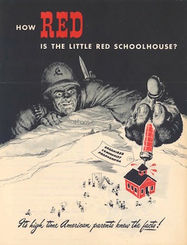 During the McCarthy era, Sarah Lawrence College was often referred to as the Little Red Schoolhouse by the American Legion and other anti- communist organizations. Undated. (Harold Taylor Papers)