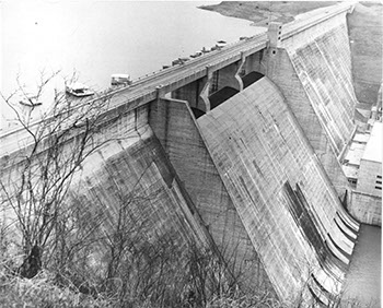 One of the dams of the Tennessee Valley, taken during the 1955 field trip. Photograph by Charles Trinkaus.