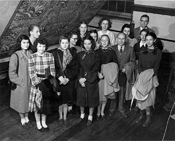 Students with Albert Lauterbach, 1954, photographer unknown.