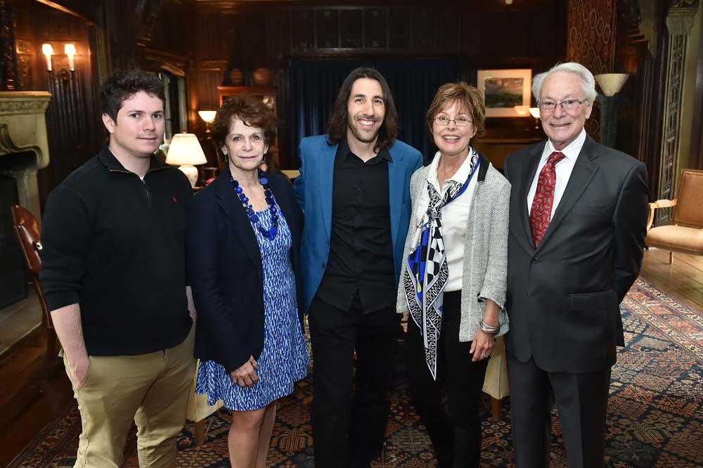 Left to right: Journalist Andrew Hirschfeld (son of Ellen Kingsley Hirschfeld), President Karen R. Lawrence, writing faculty member David Hollander, Trustee Nancie H. Cooper MFA '04, and Dr. Robert Hirschfeld (Professor of Clinical Psychiatry at Weill Cornell Medicine, widower of Ellen Kingsley Hirschfeld)