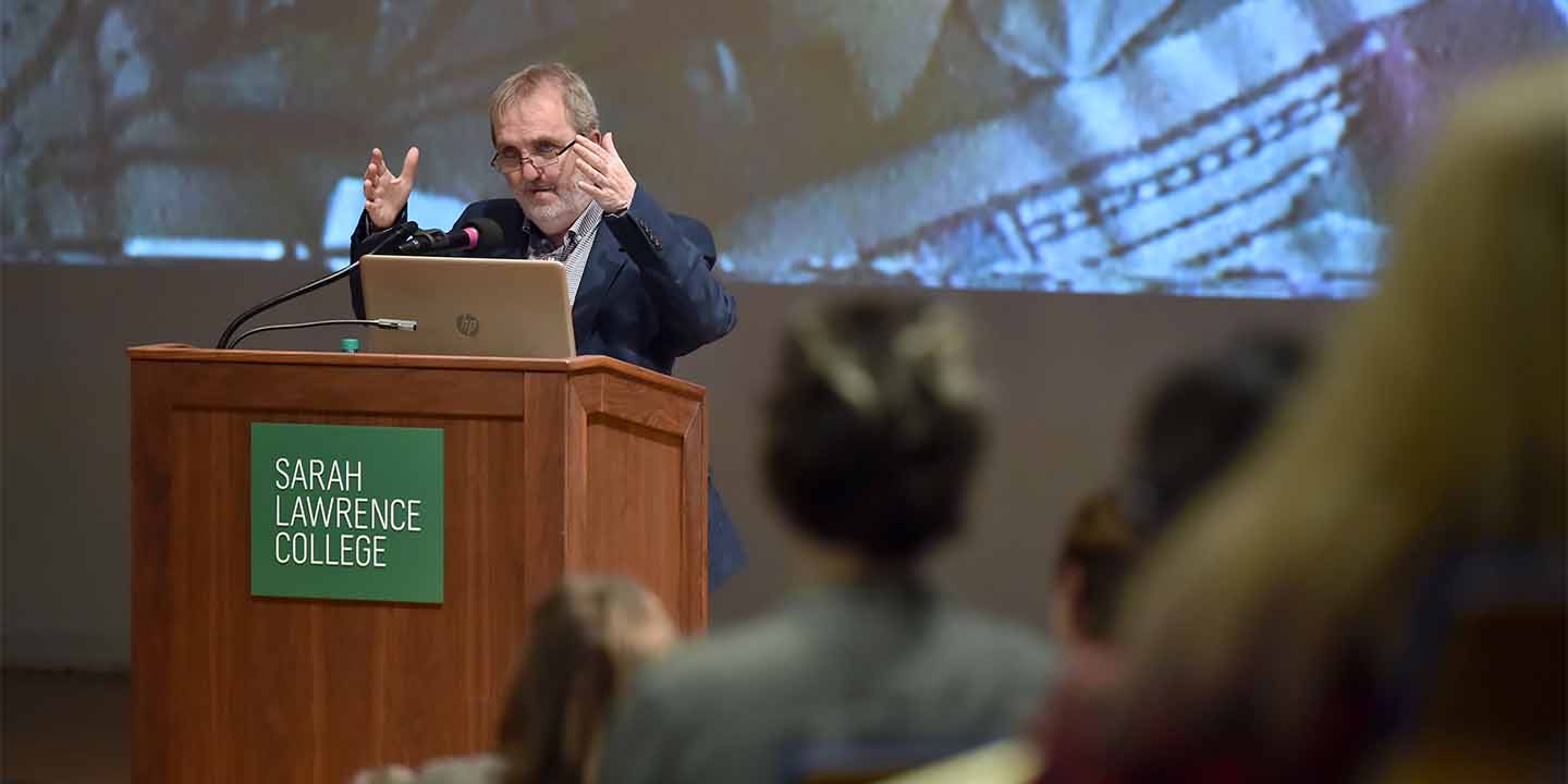 Speaker at lectern for CDI's Longfellow Lecture