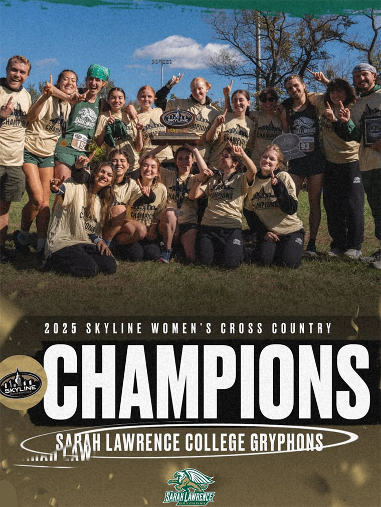 Two cross country runners hugging and smiling