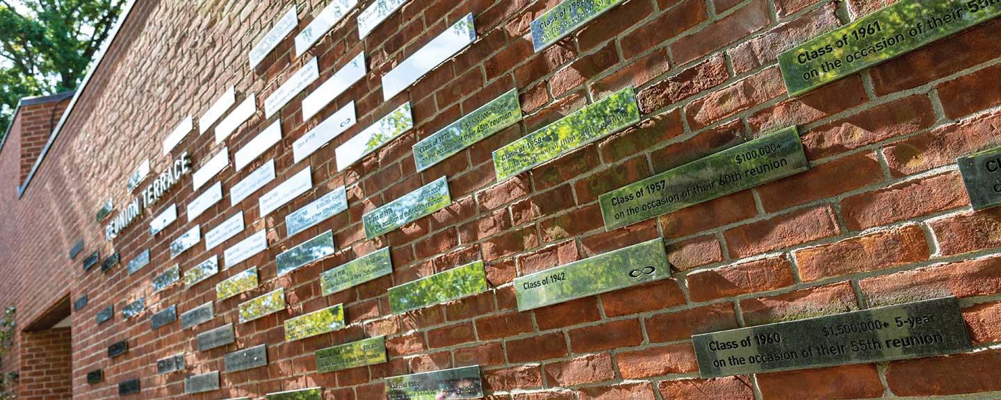 Plaques on a wall