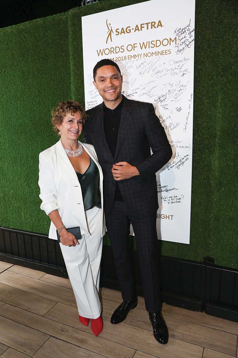 With Trevor Noah at an Emmy night celebration in 2018. Photo: Maury Philips / SAG-AFTRA