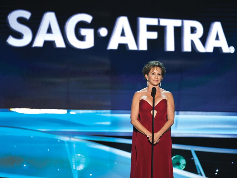 Carteris addresses the global audience watching the 24th annual SAG Awards in January 2018; photo: Kevin Winter / Getty Images for SAG-AFTRA