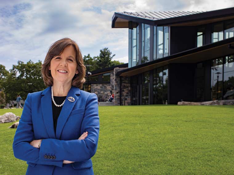 As the College celebrates the culmination of the Campaign for Sarah Lawrence, President Cristle Collins Judd pauses to reflect on this milestone moment in front of the new Barbara Walters Campus Center—a space created to encourage connection and collaboration. Donor funded and sustainably constructed, the Center has already become a landmark, serving as visible testament to the generosity and commitment of the many SLC community members who are invested in the future of the College.