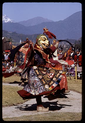 A masked dancer at a New Year’s ceremony