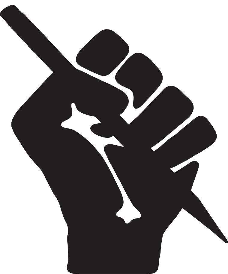 Drawing of a fist holding a pen