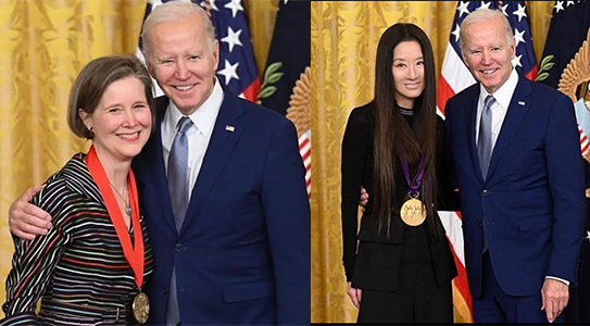 Ann Patchett and Vera Wang with President Joe Biden