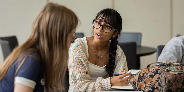 two students in discussion