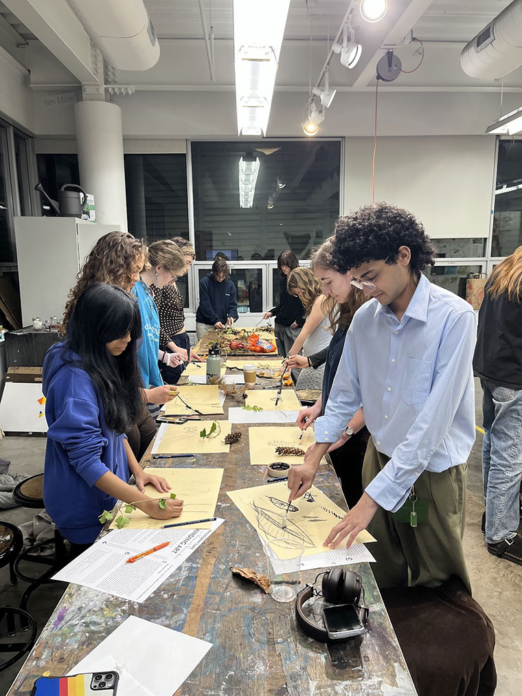 Students at work in an art studio