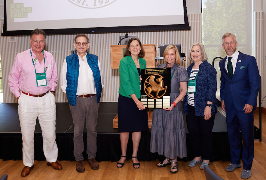 Members of the Class of 1974 accept the Golden Gryphon award