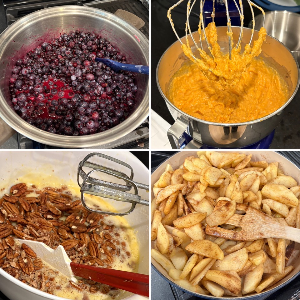 Collage of photos showing pie making ingredients