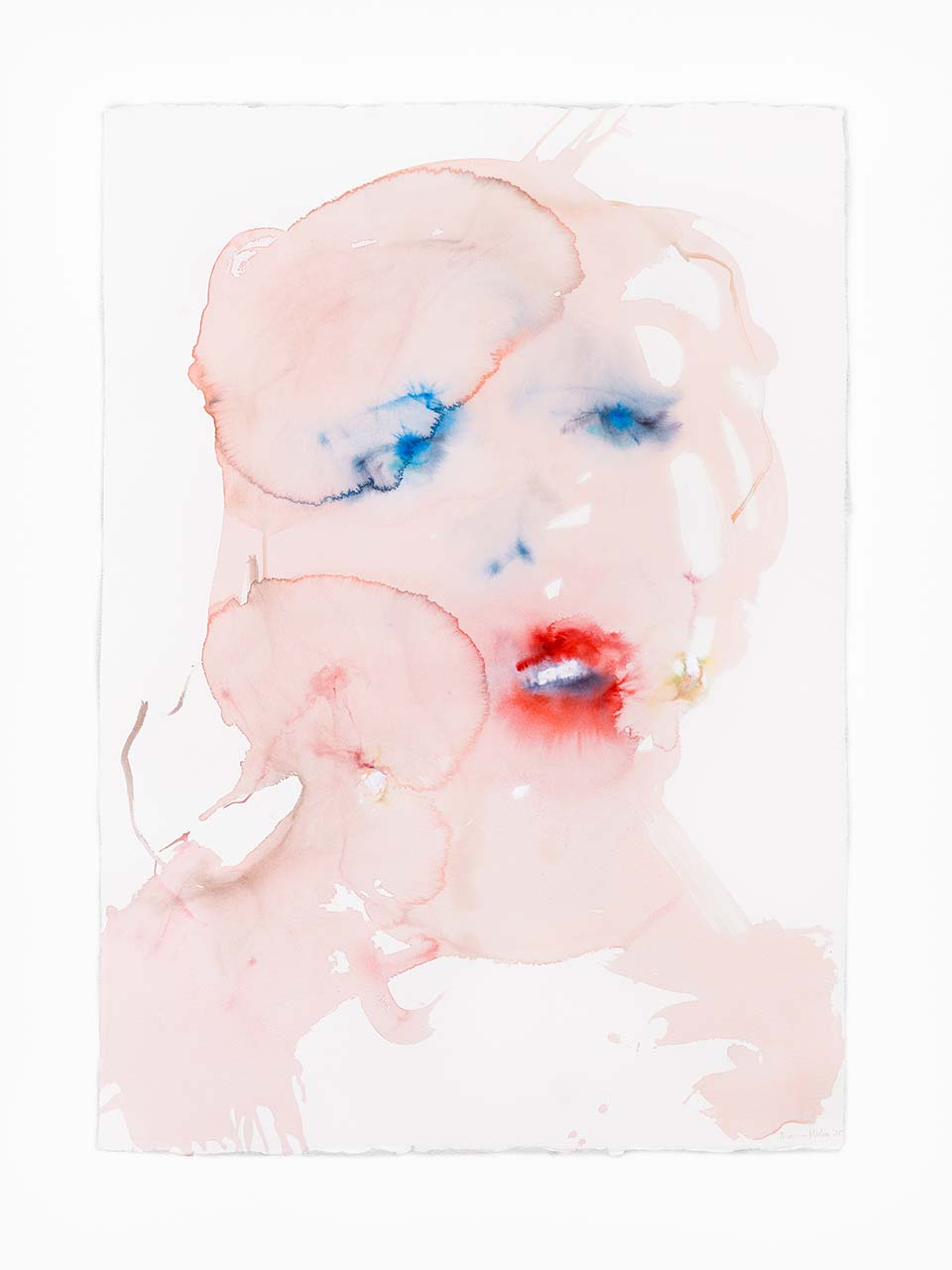 black and white photograph of man wrapped around pillow