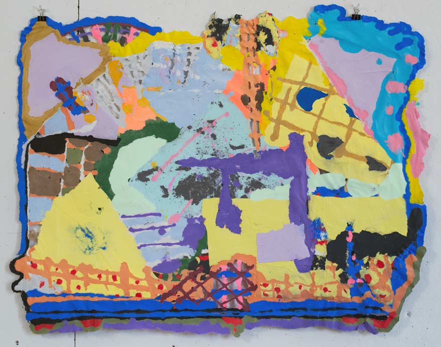 colorful artwork using pigmented pulp paper linen, abaca, cotton, and pigments