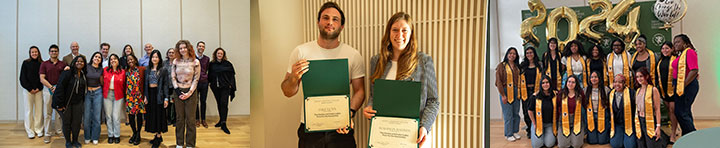 Collage of photos of students being honored at ceremonies