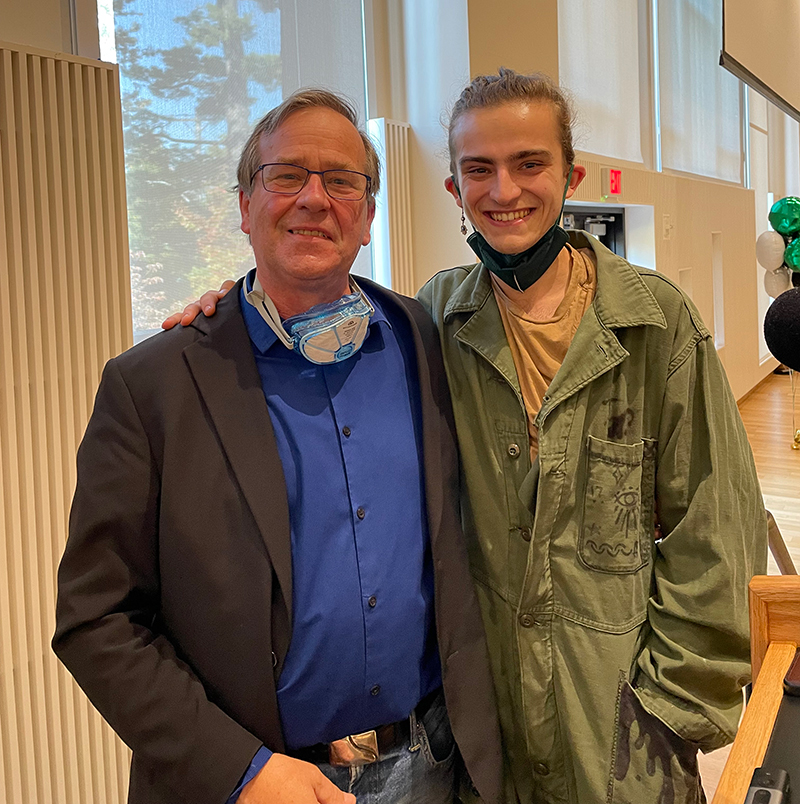 Paul Edwards poses with his son