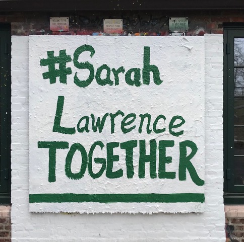 Painted wall with #SarahLawrenceTogether on it