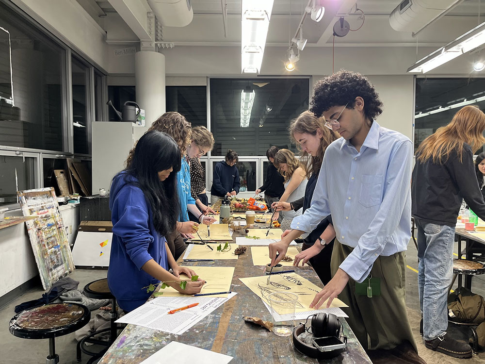 Students at work in an art studio