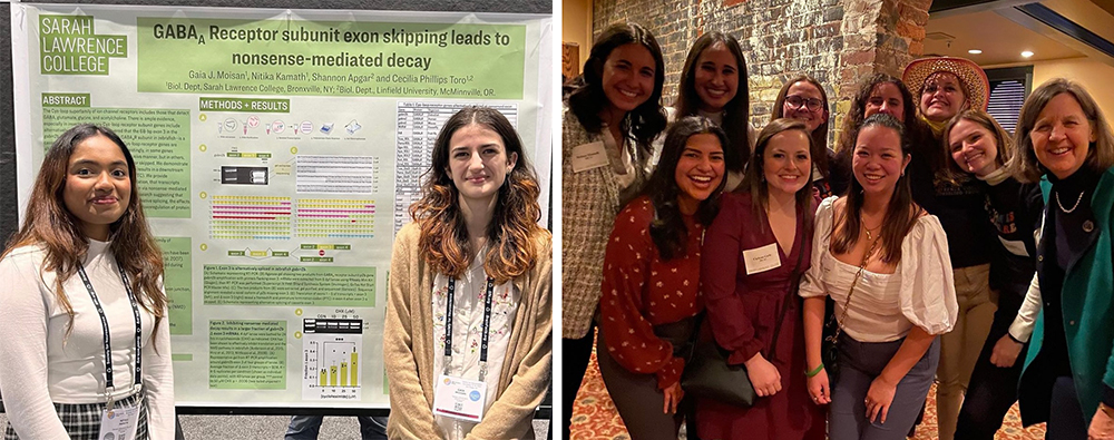 Students at neuroscience conference and graduate students at genetics conference