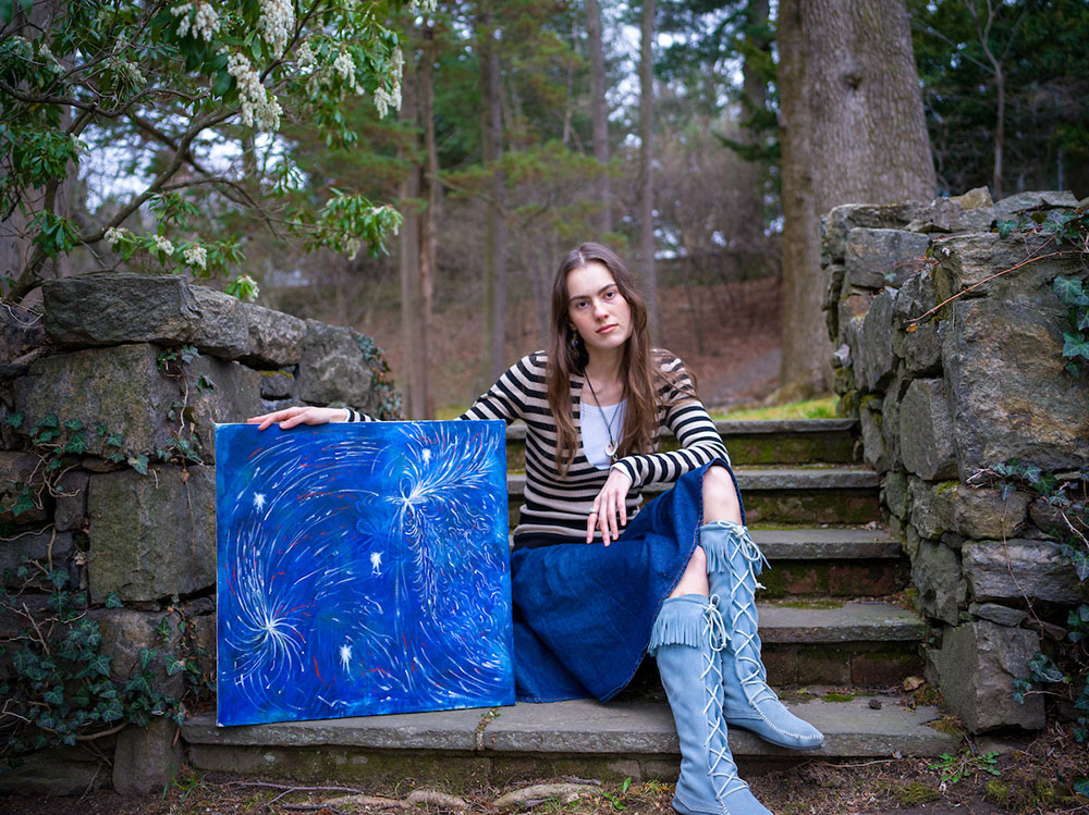Olivia Harrison sits with Fairtyale Night