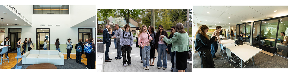 Collage of students touring the new experiential learning center