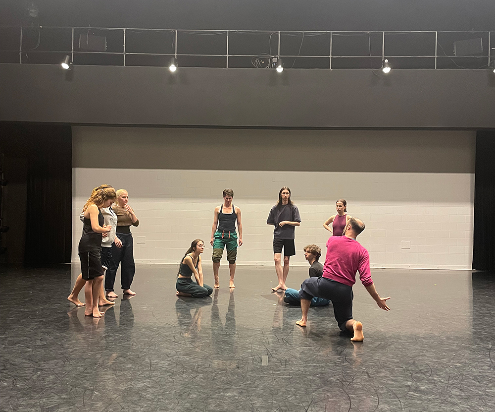 Christopher Williams ’99 working with Sarah Lawrence dance students on the spring 2026 Performance Project