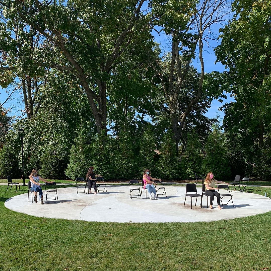 Dance students, performing at the Remy, built distance into their choreography