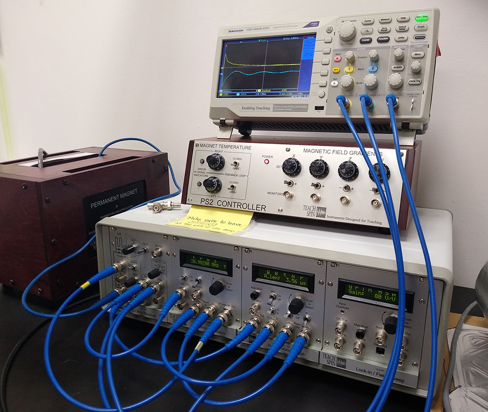 One of Sarah Lawrence's two benchtop MNR spectrometers