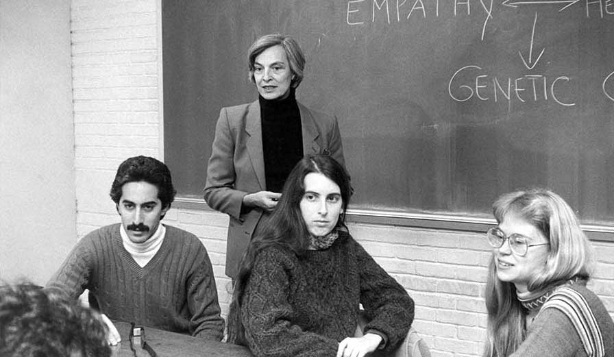 Joan Marks in class with students