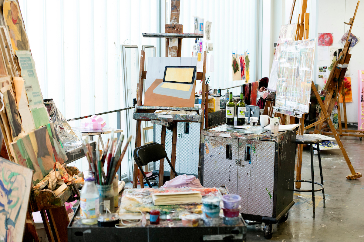 Easels in an art studio