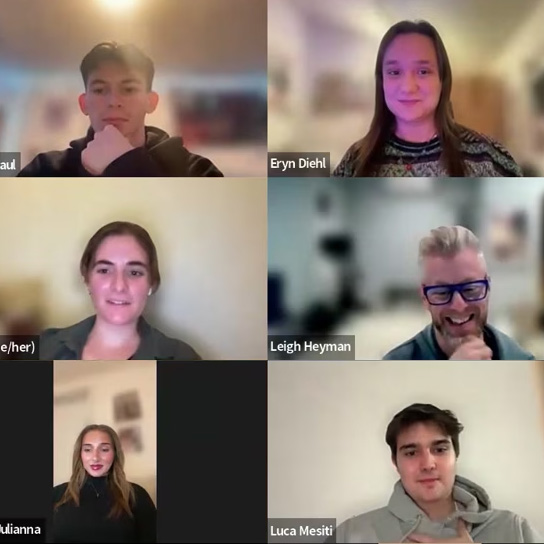 zoom meeting screenshot with 6 people