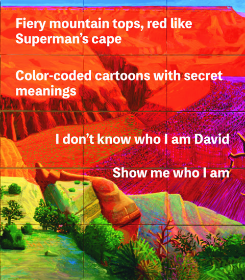 Illustration with red mountains