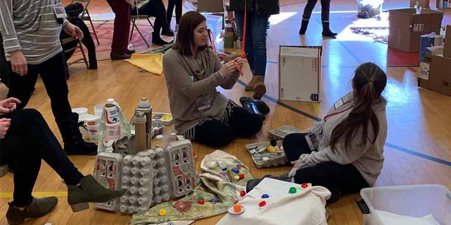 theatre student preparing CAPEs art supplies